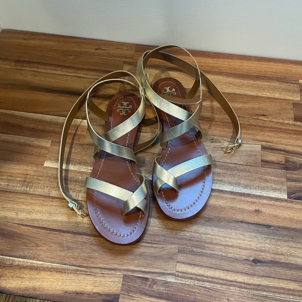 Tory Burch Gold Strappy Sandals